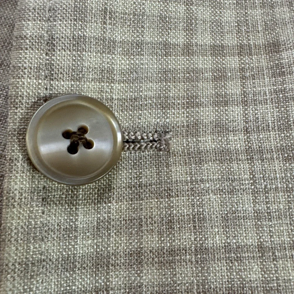 Vtg Kingsridge Beige Plaid Lightweight Sport Coat Blazer Jacket USA Made Sz 44R